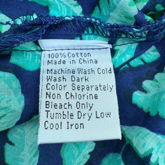 Charleston Shoe Company Swim Cover Up Cotton Leaf Print Tunic Dress Size M - Picture 9 of 9